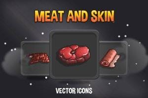 肉类与皮毛图标素材：狩猎主题图标集