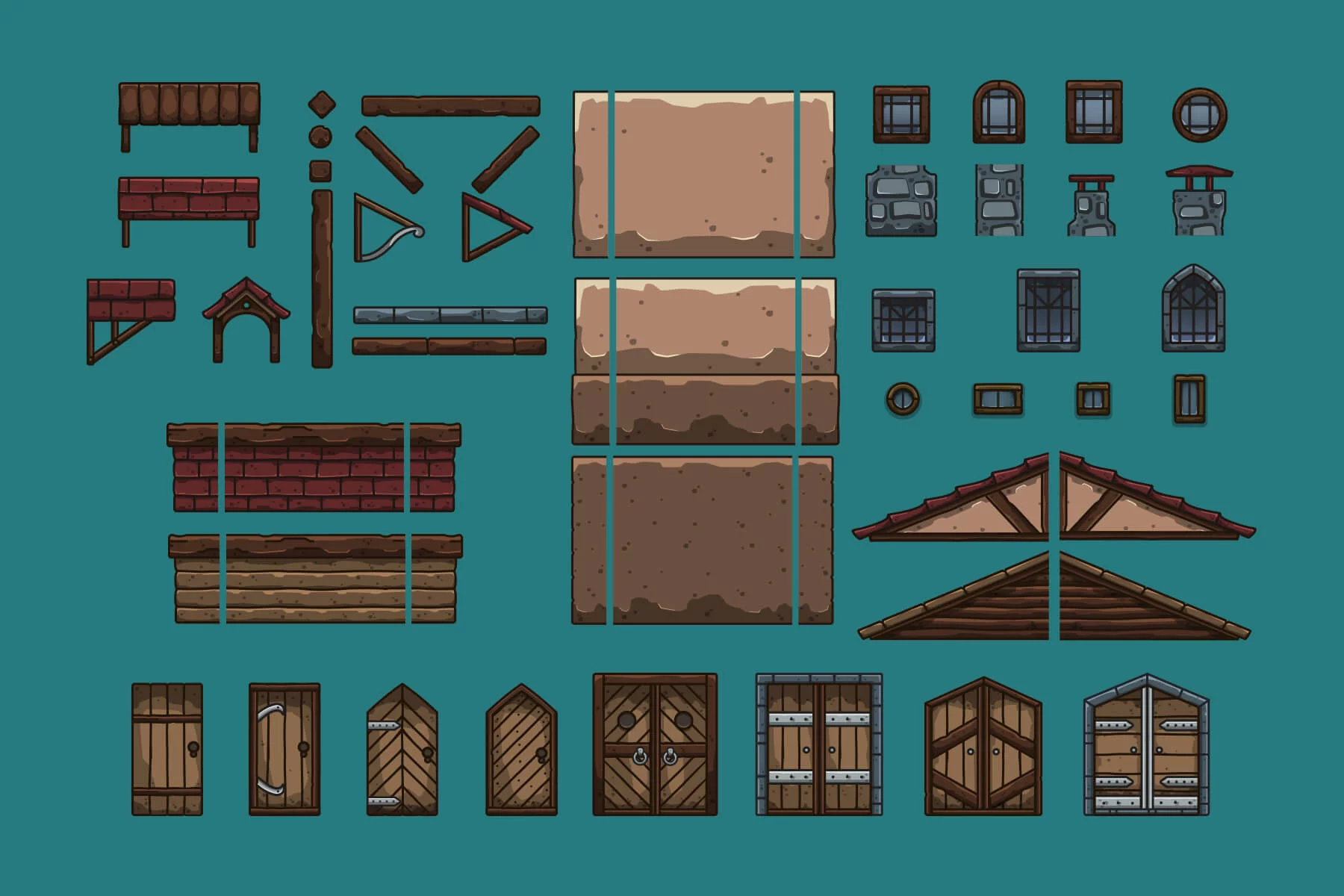 Cartoon Medieval Butcher Stall 2D Tileset