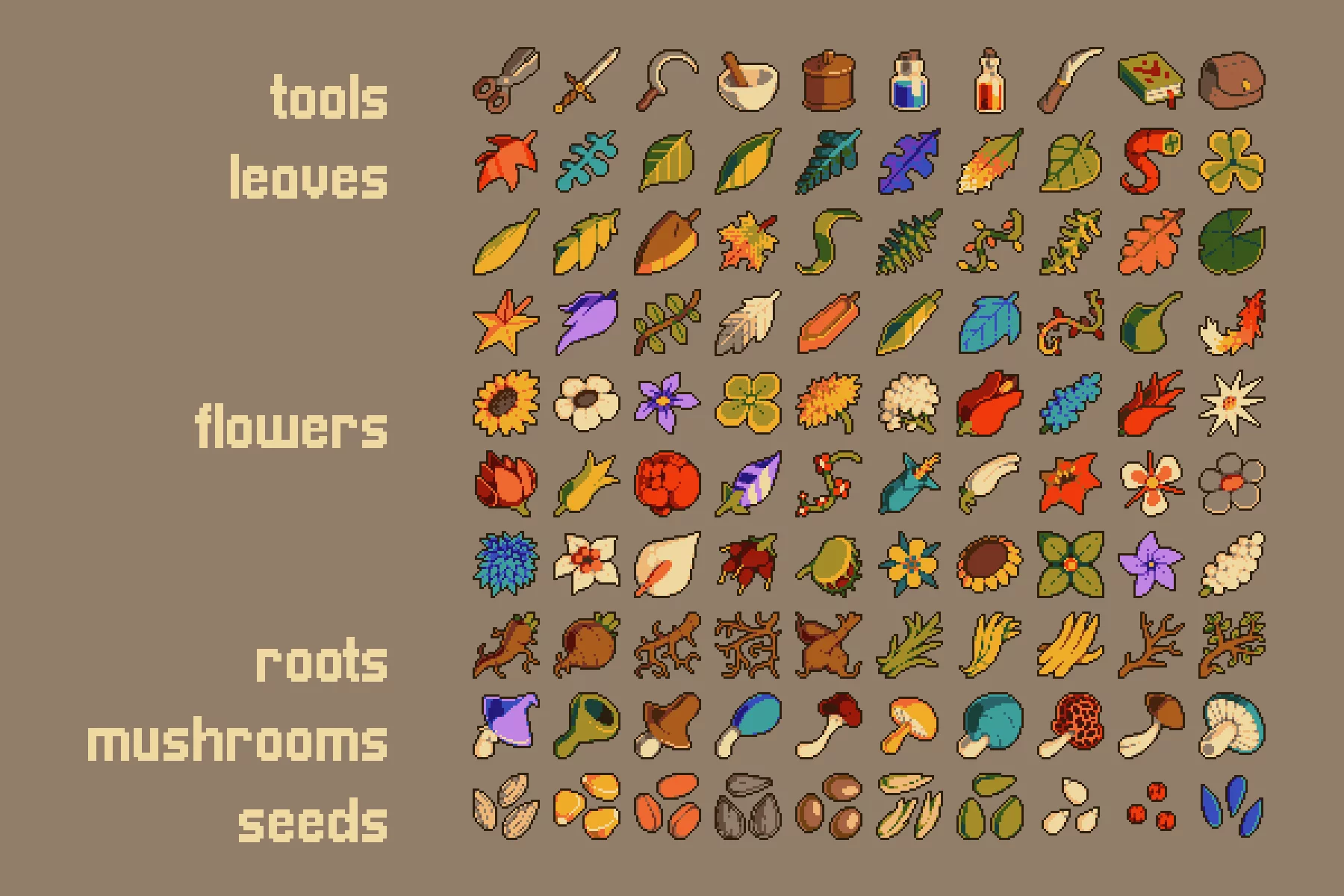 Nature Things Pixel Art 32×32 Icons