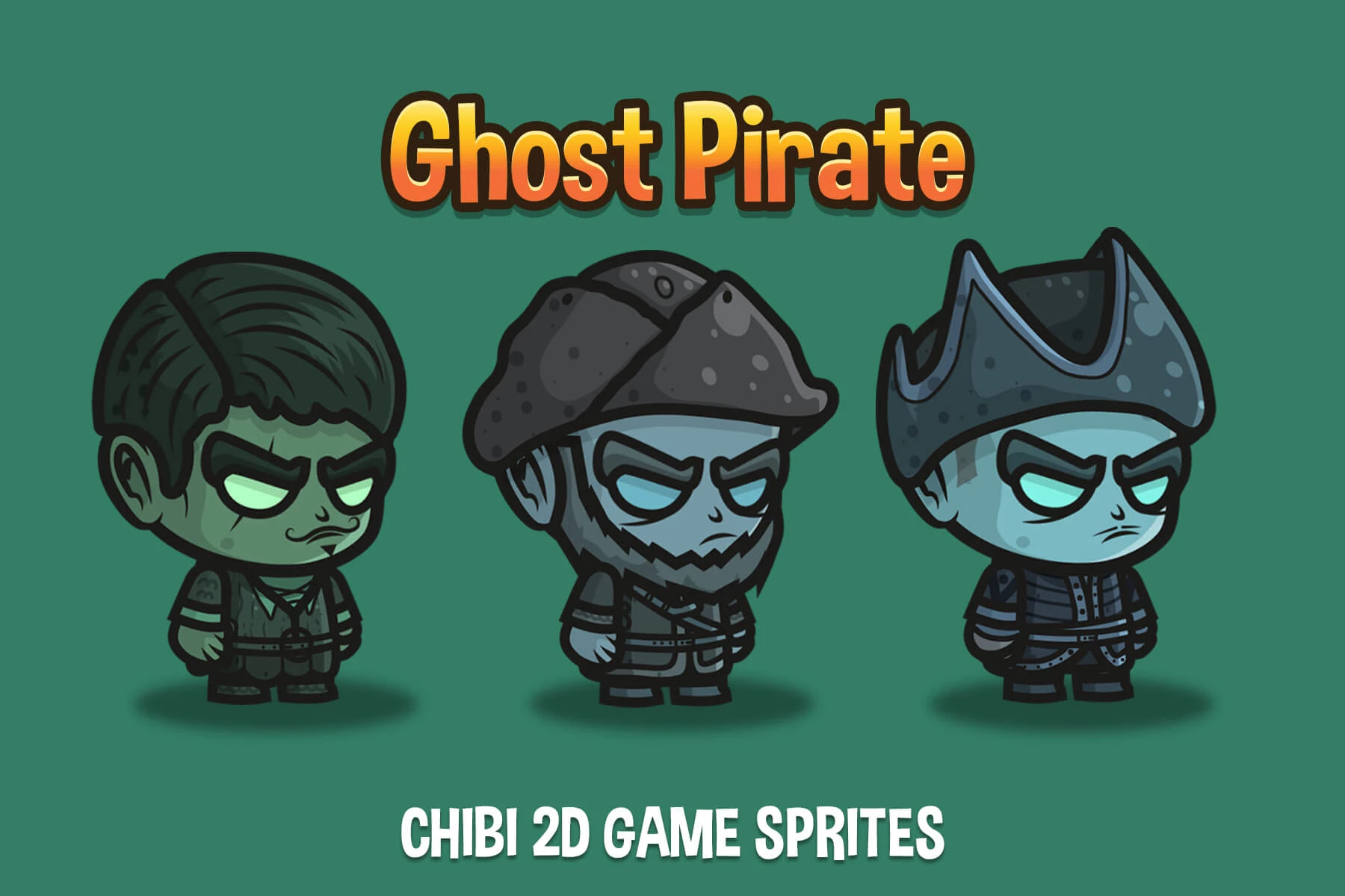 Ghost Pirate Chibi Character Sprites