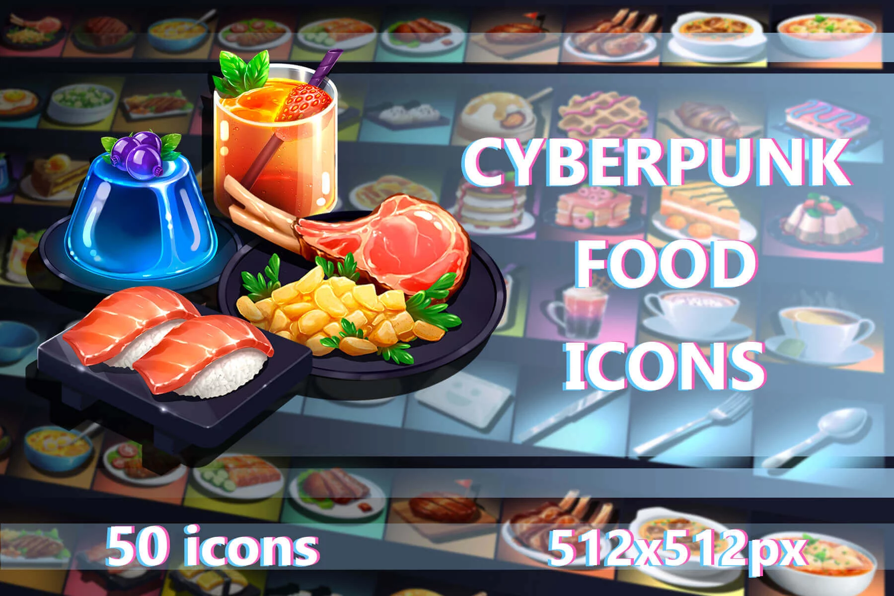 Different Food Icons for Video Game