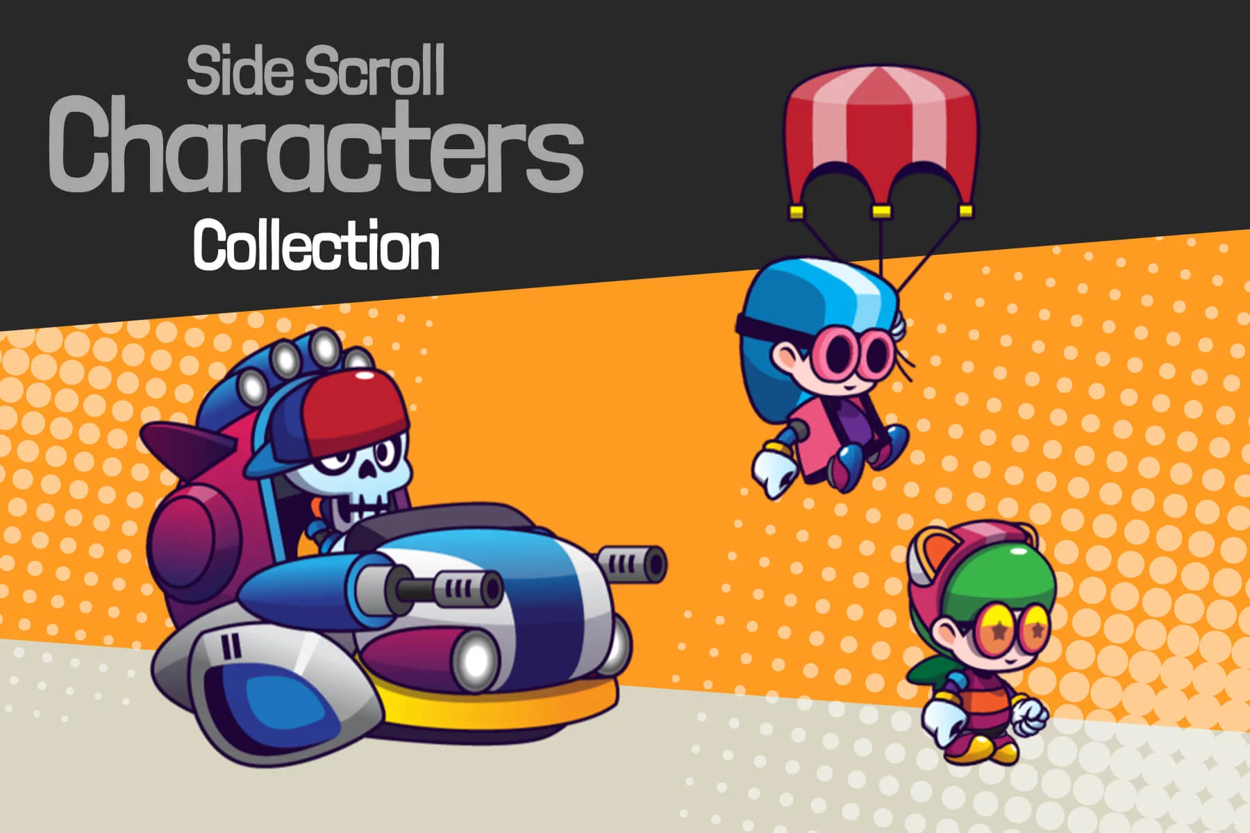 3 Cartoon Chibi Protagonists Asset Pack