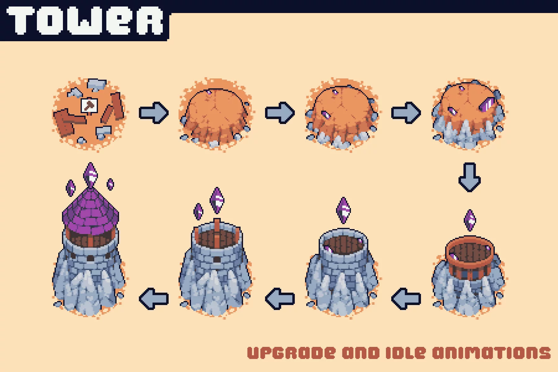 Mage Towers Pixel Art for Tower Defense