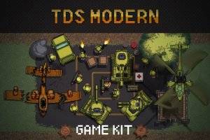 TDS Modern: 像素军事游戏素材包，含士兵、载具、武器与GUI
