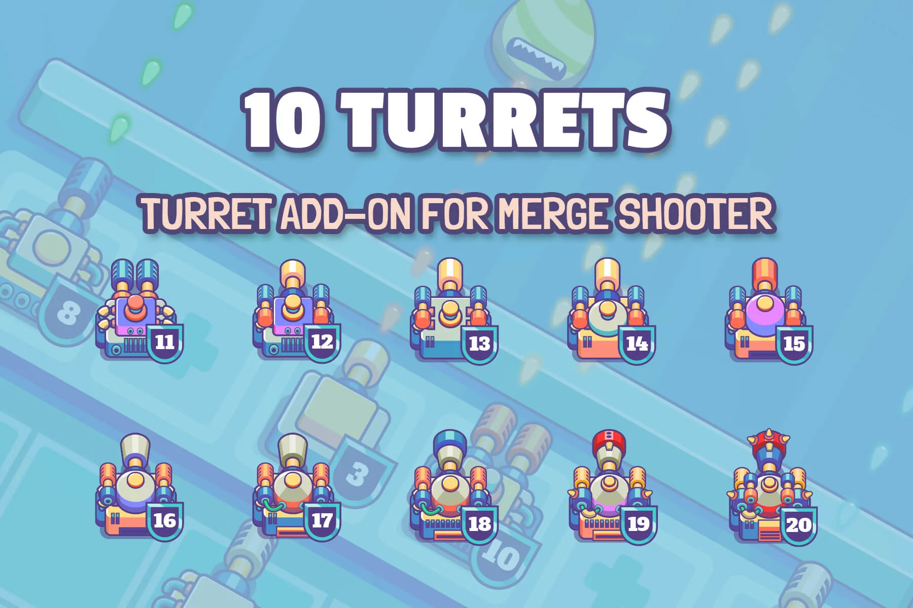 Turrets Asset Pack for Merge Shooter
