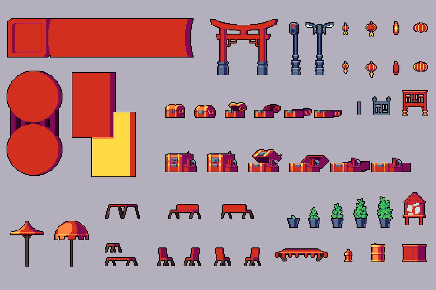 Chinese Street Tileset Pixel Art