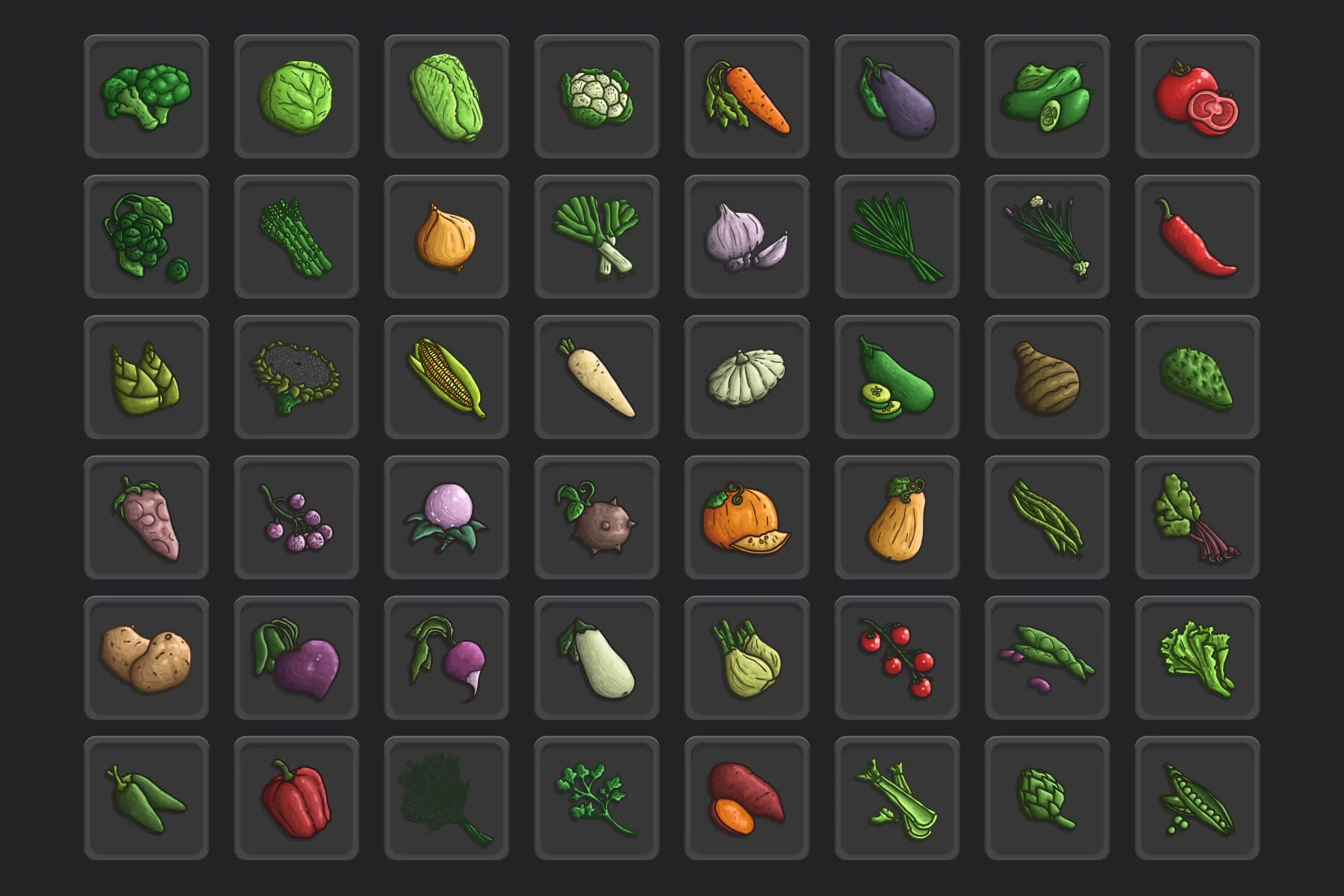 Vegetables Vector Icon Pack for RPG