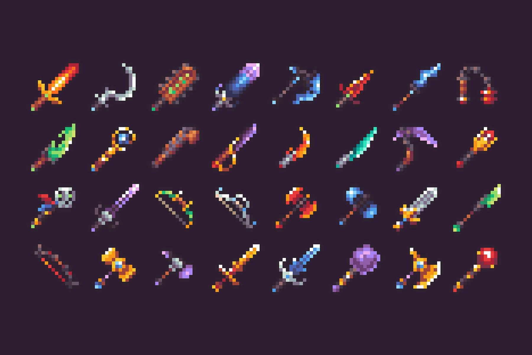 Epic Weapons Pixel Art RPG Icon Pack