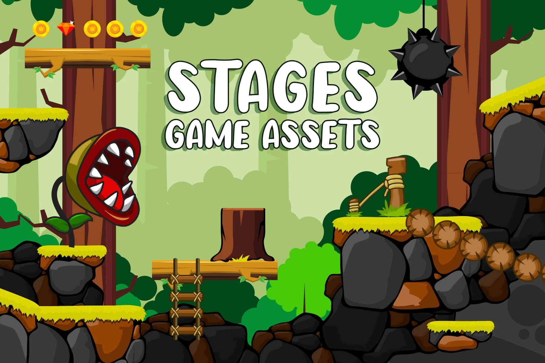 Forest Platformer Level Assets