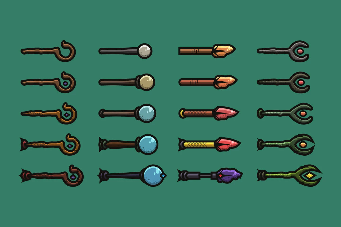 Staves 2D Weapon Pack