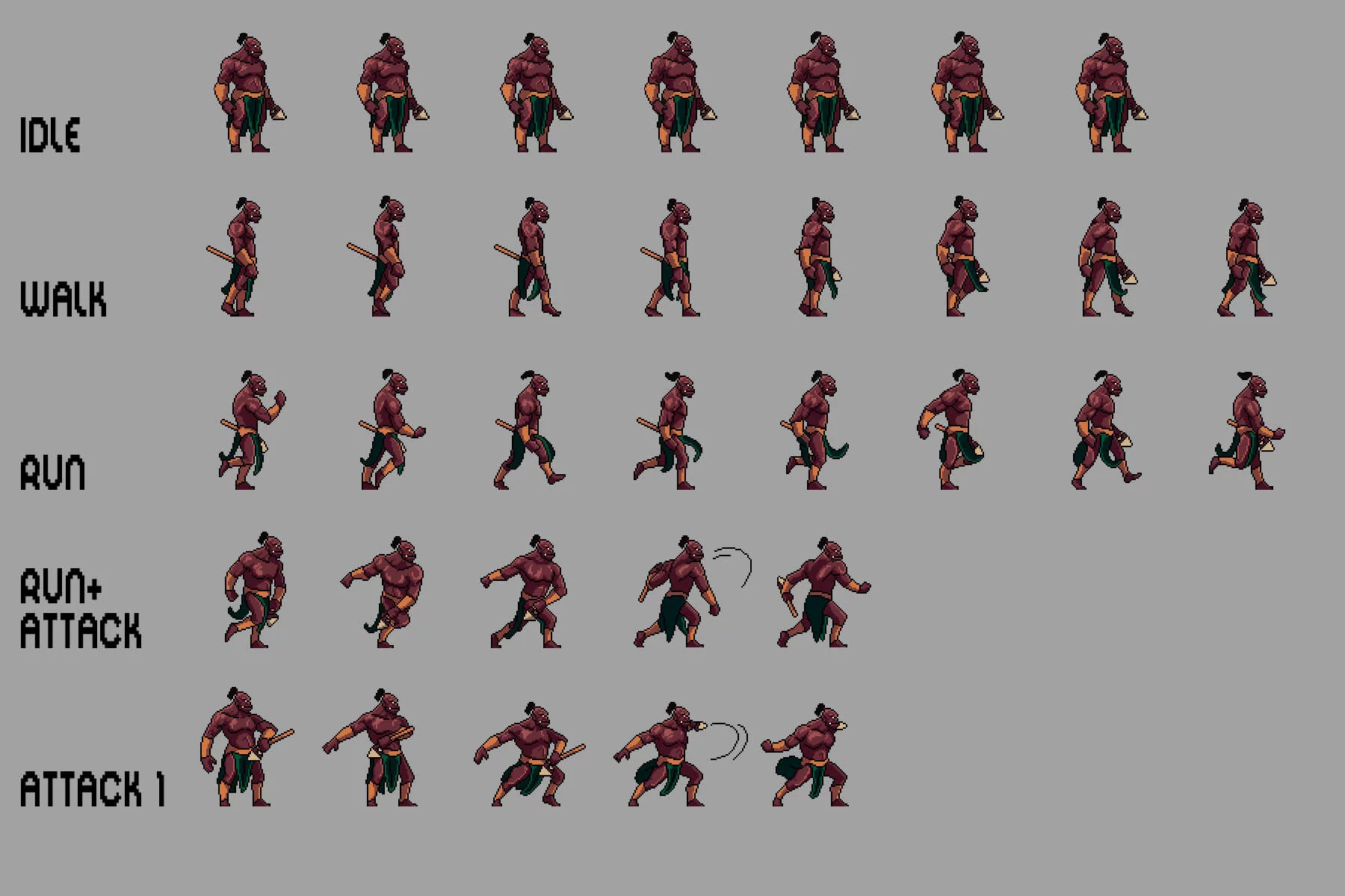 Orc Character Sprite Sheets Pixel Art