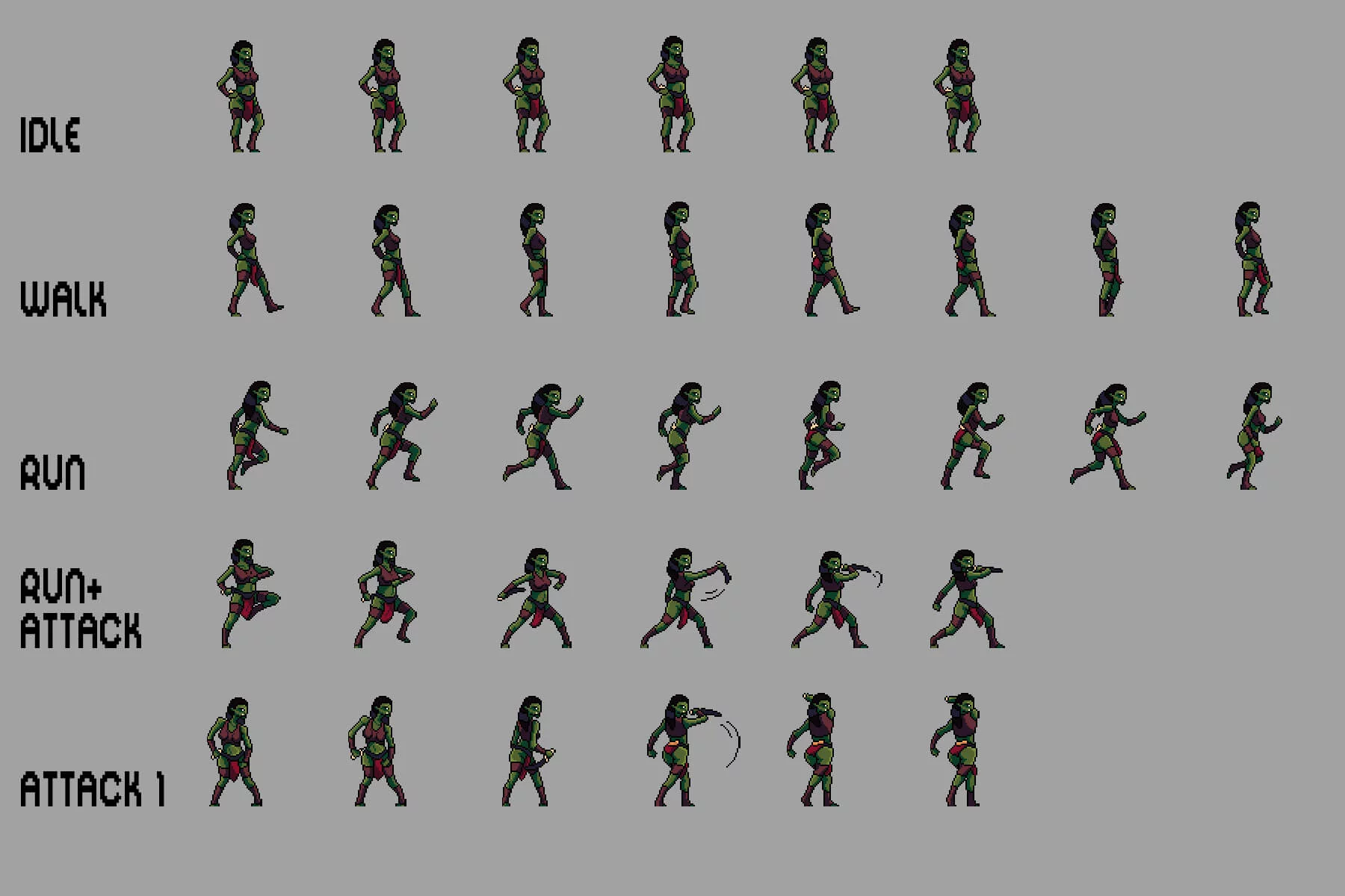 Orc Character Sprite Sheets Pixel Art