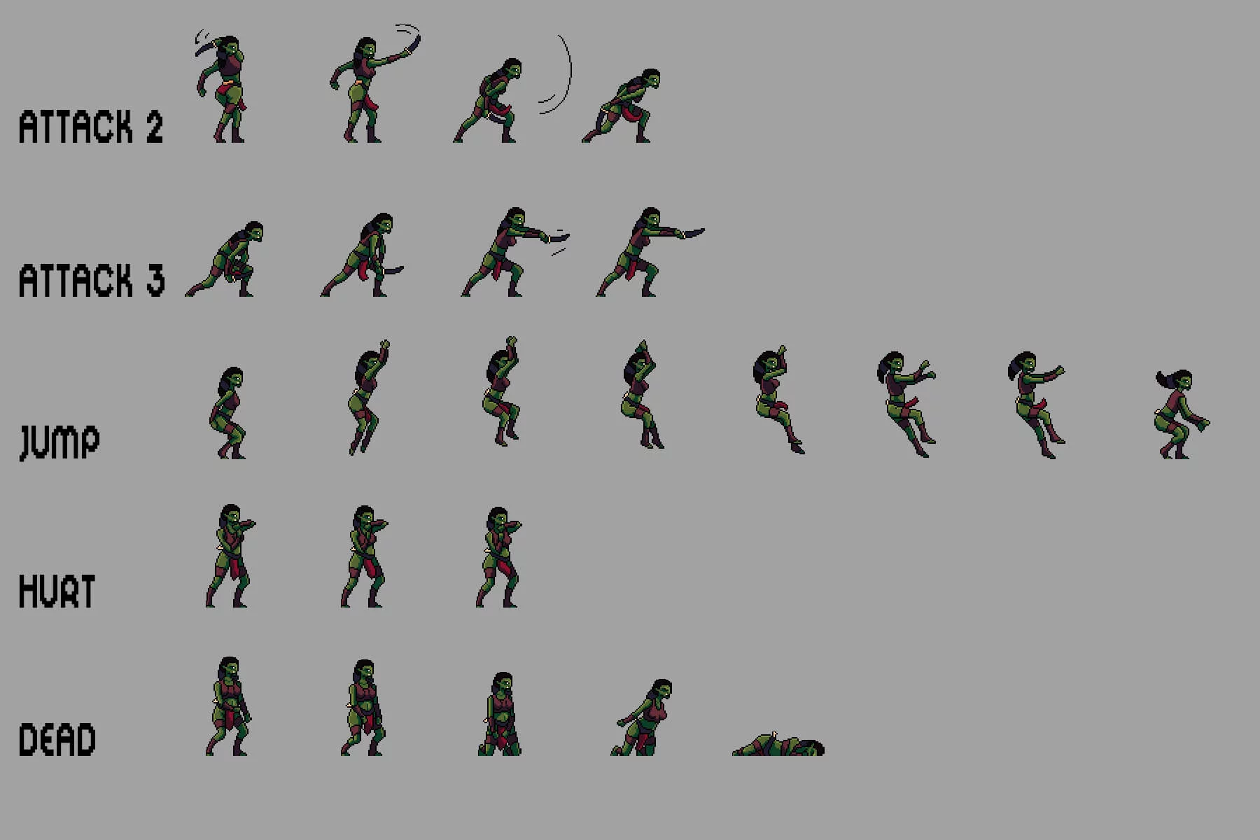 Orc Character Sprite Sheets Pixel Art