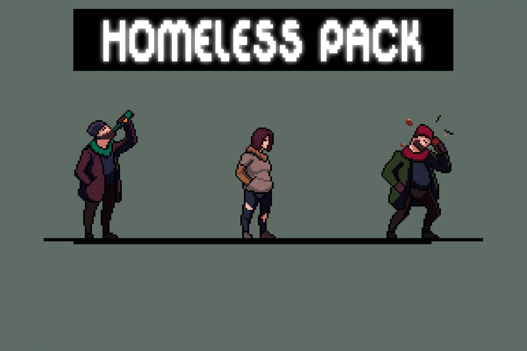 Homeless Character Sprite Sheets Pixel Art