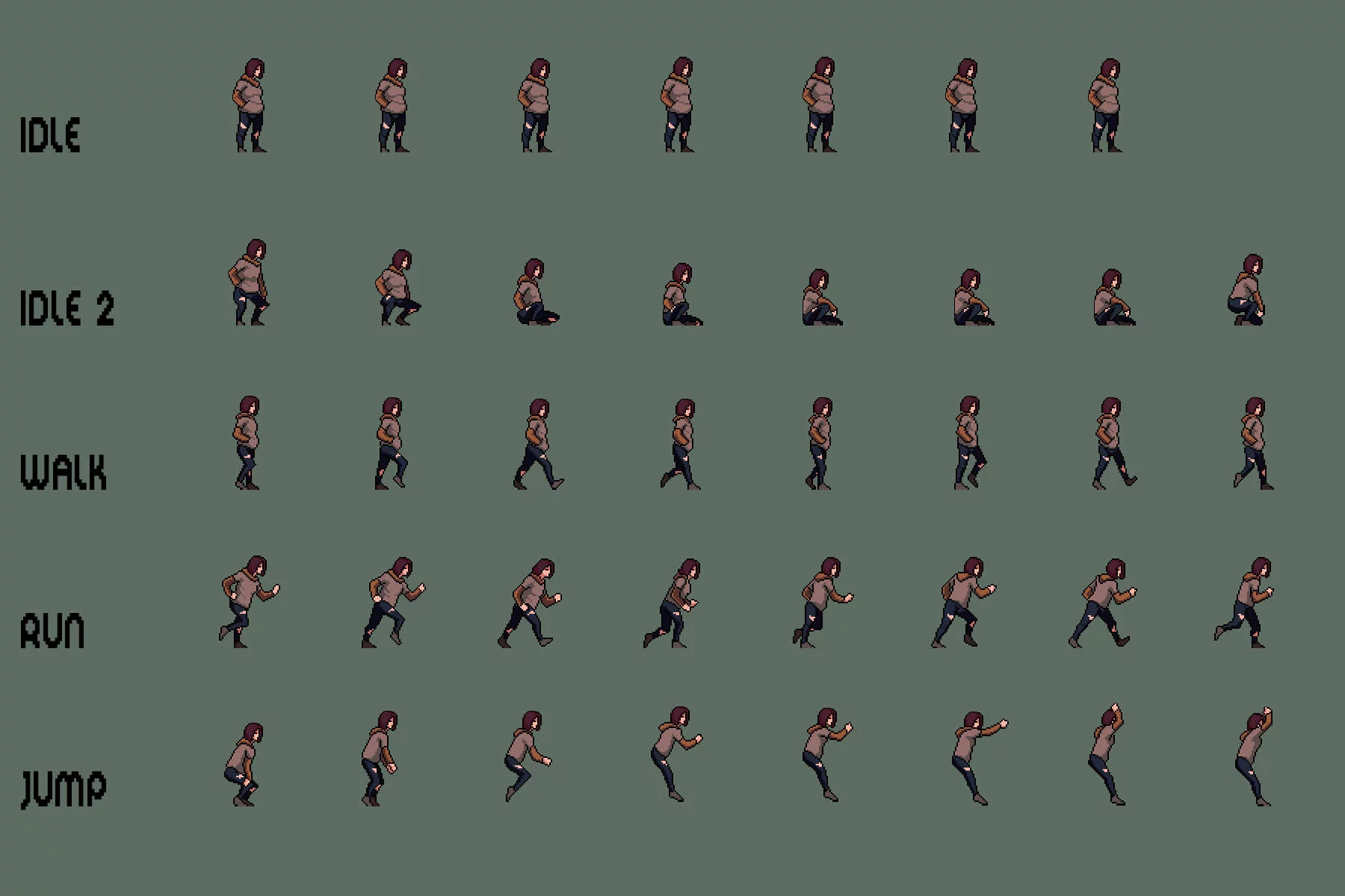 Homeless Character Sprite Sheets Pixel Art