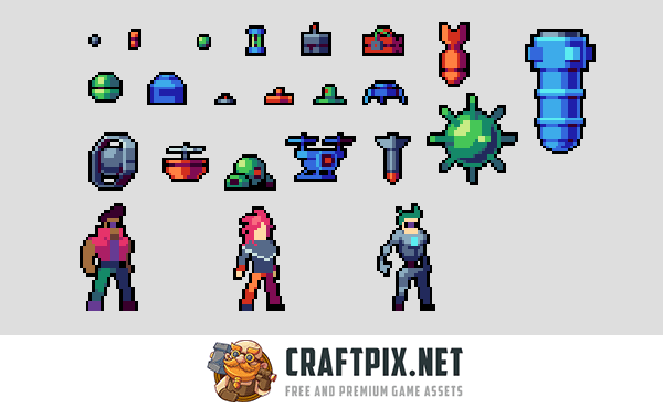 Bombs and Explosions Pixel Art Set