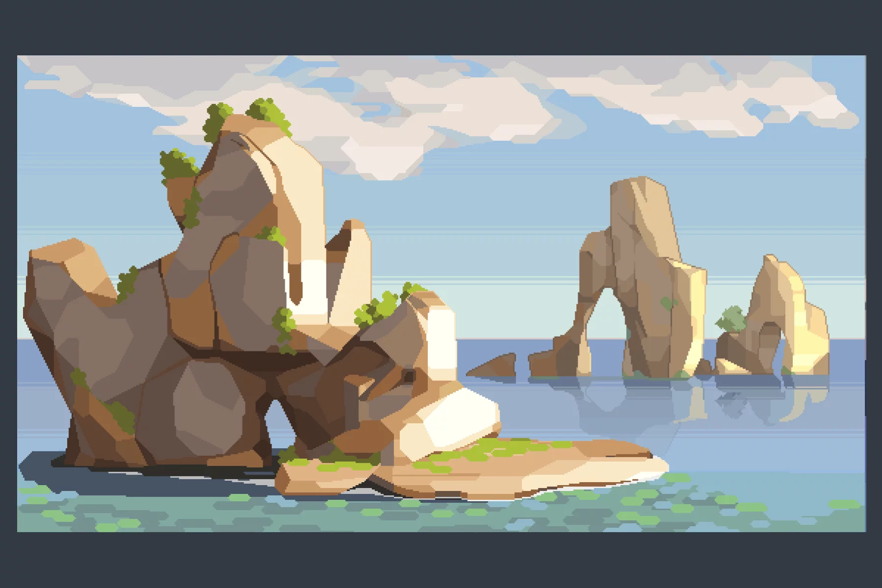 Ocean and Clouds Pixel Art Backgrounds