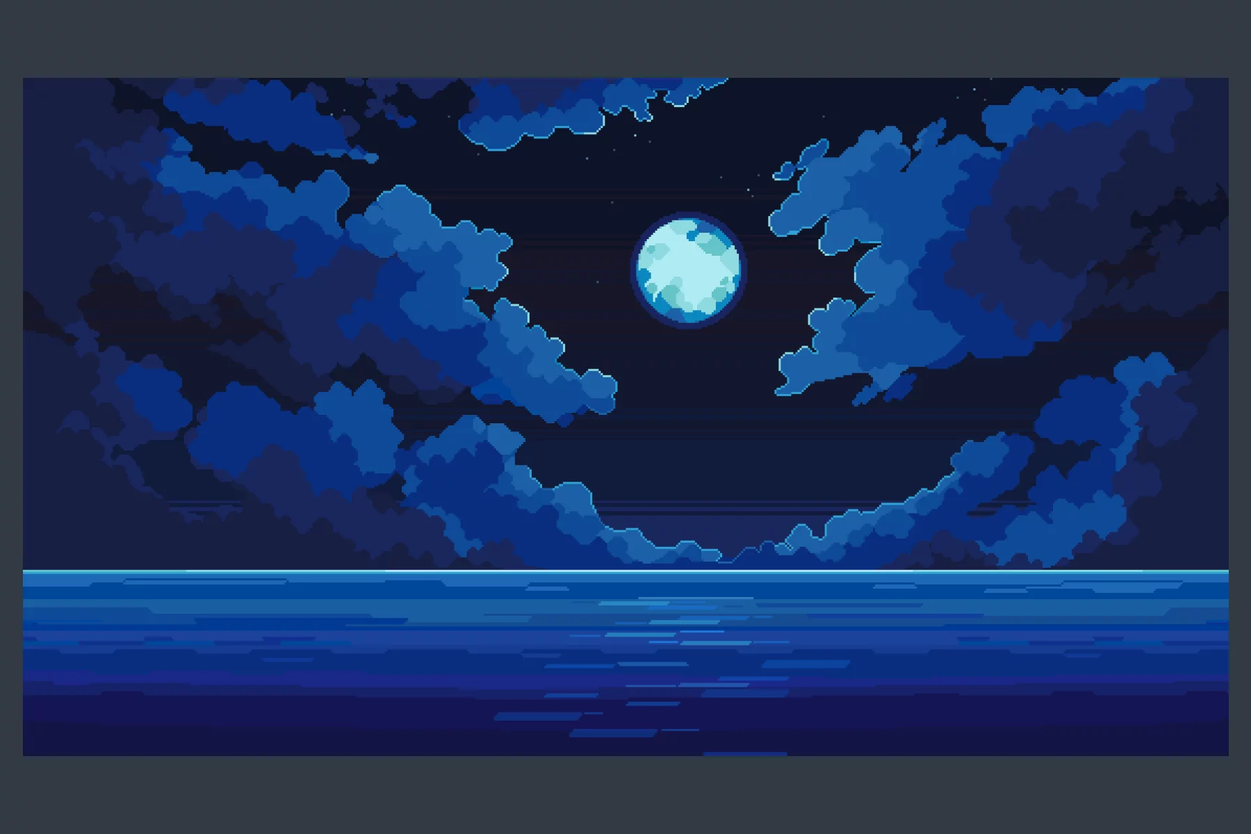Ocean and Clouds Pixel Art Backgrounds
