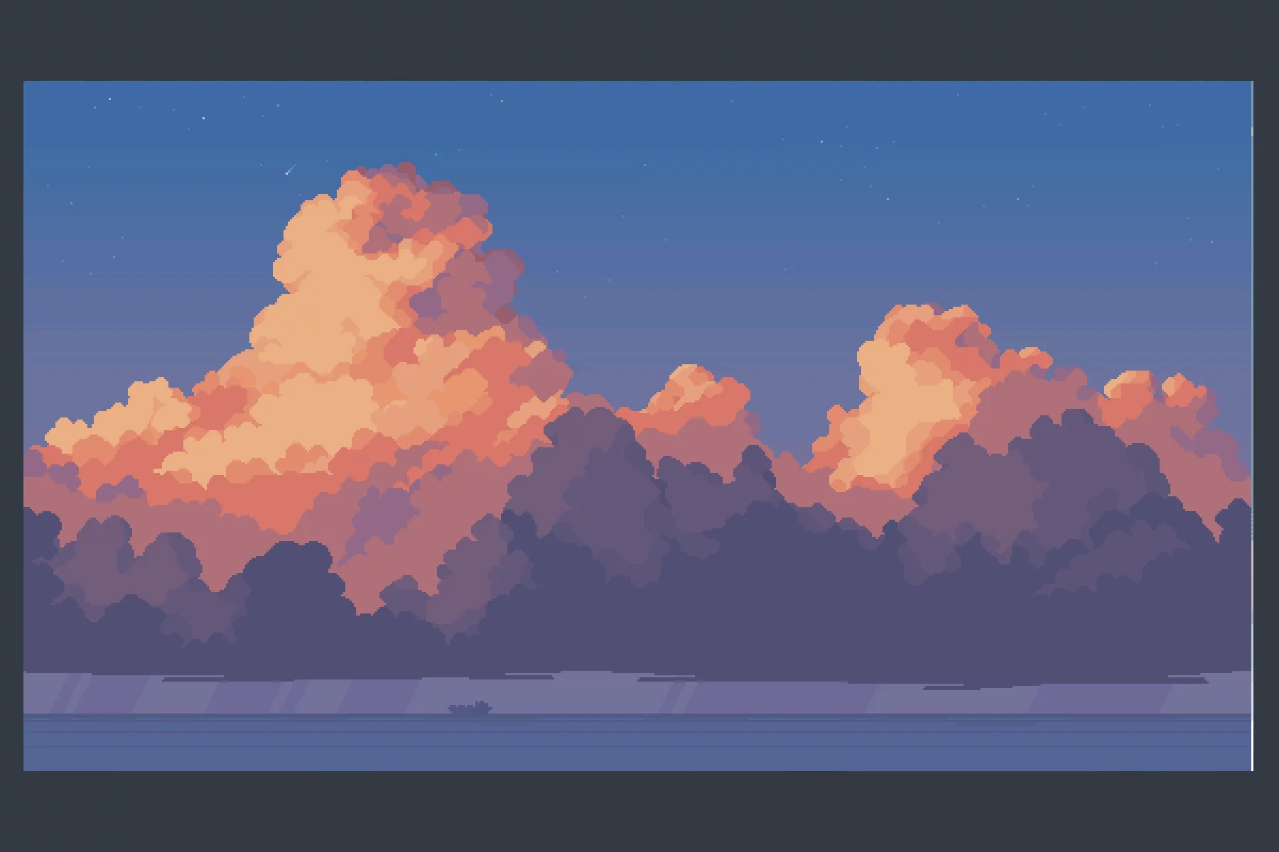 Ocean and Clouds Pixel Art Backgrounds