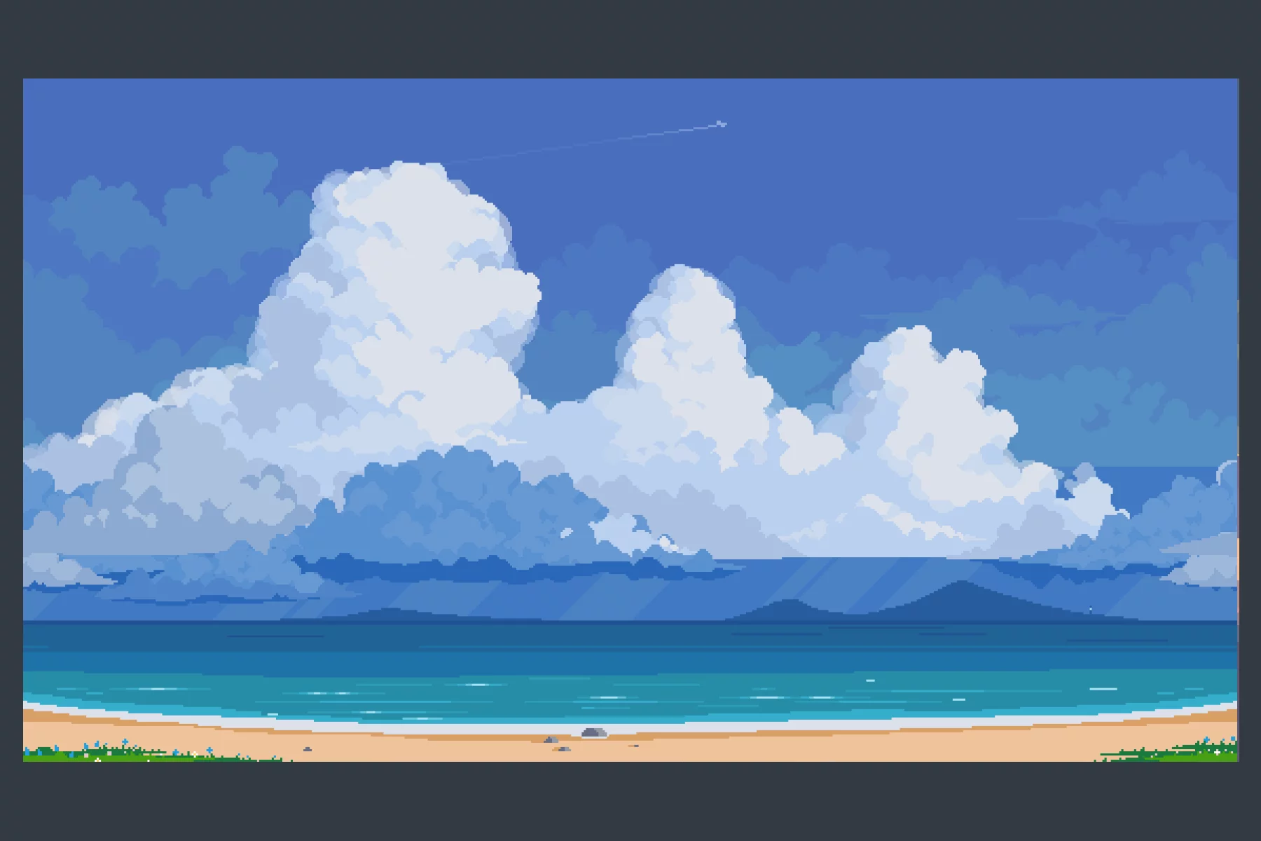 Ocean and Clouds Pixel Art Backgrounds