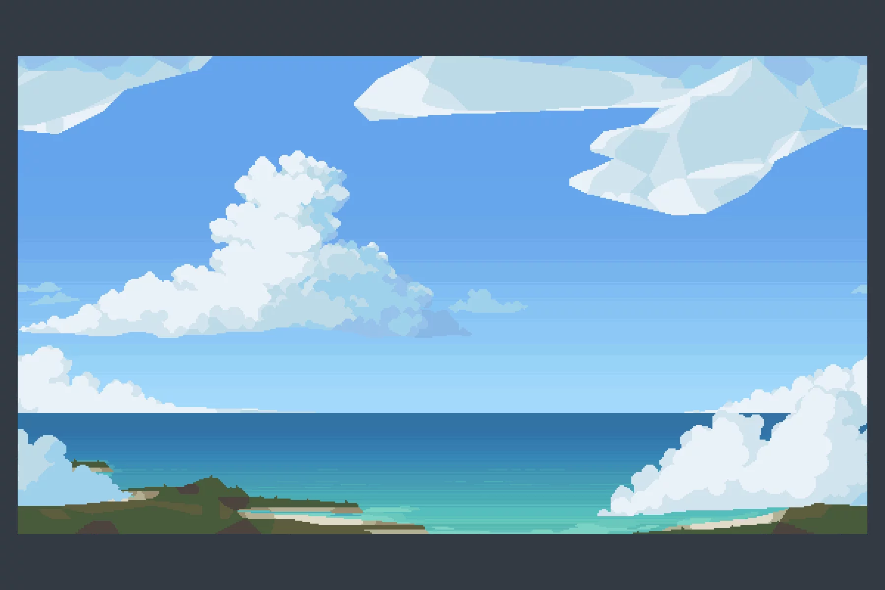 Ocean and Clouds Pixel Art Backgrounds