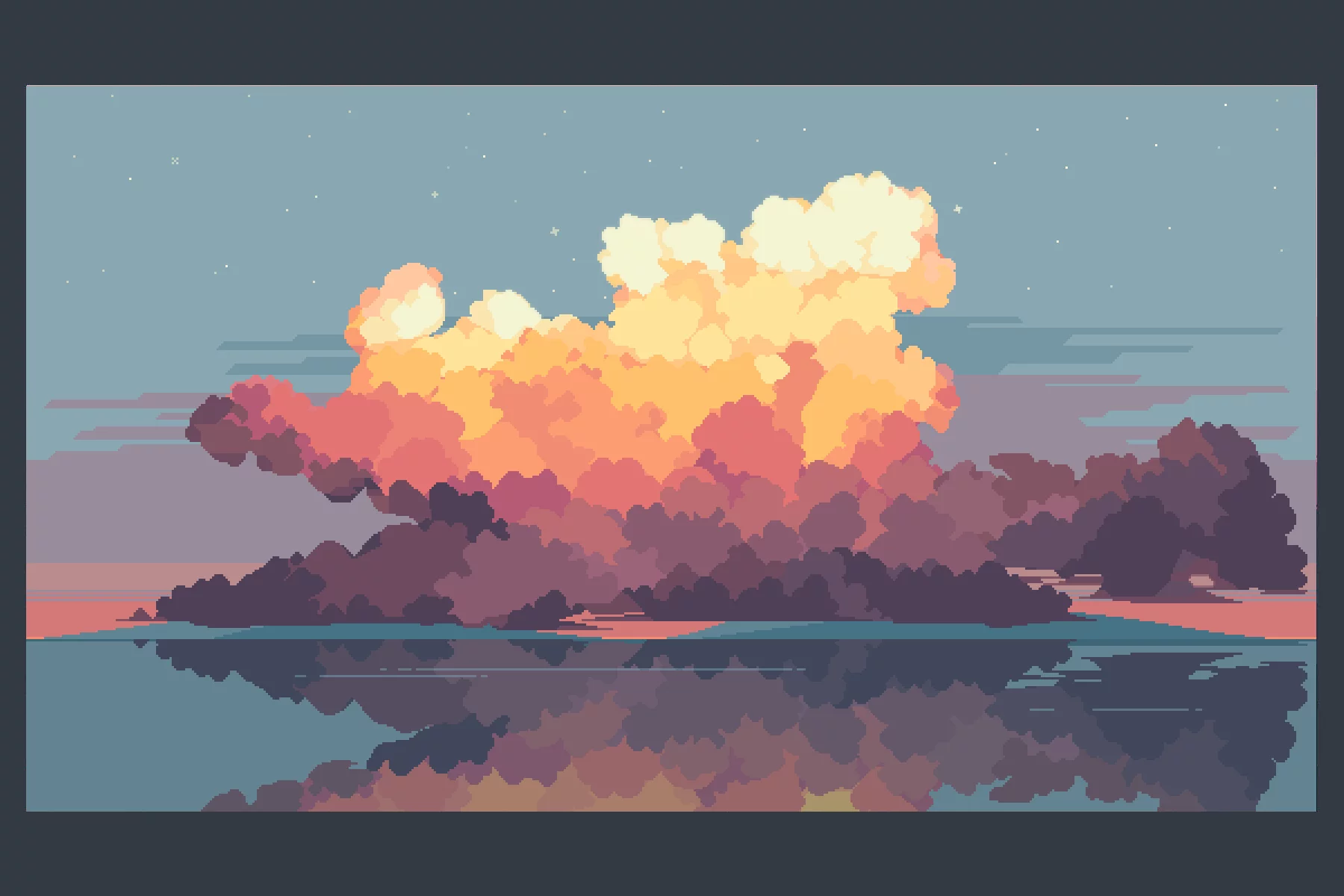 Ocean and Clouds Pixel Art Backgrounds