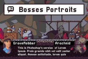 Bosses Portraits for Dialogues Pixel Art 怪物对话头像素材