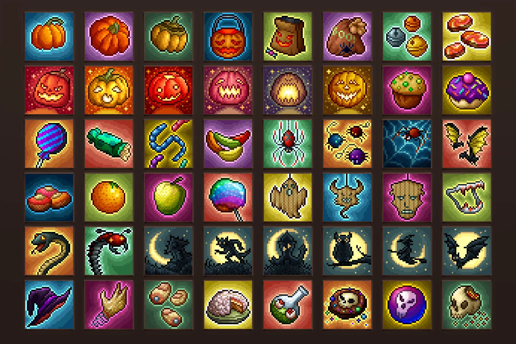 Halloween Icons Pixel Art