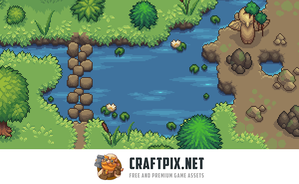 Forest Top-Down Tileset Pixel Art