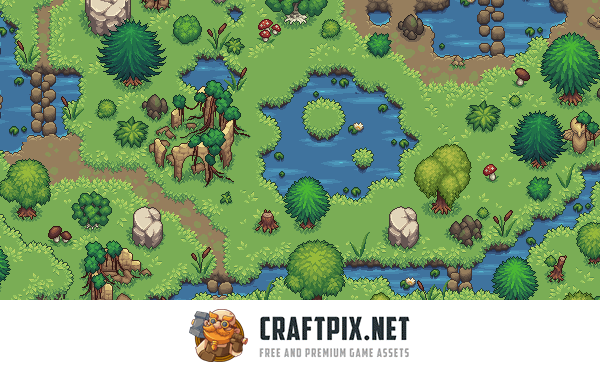 Forest Top-Down Tileset Pixel Art