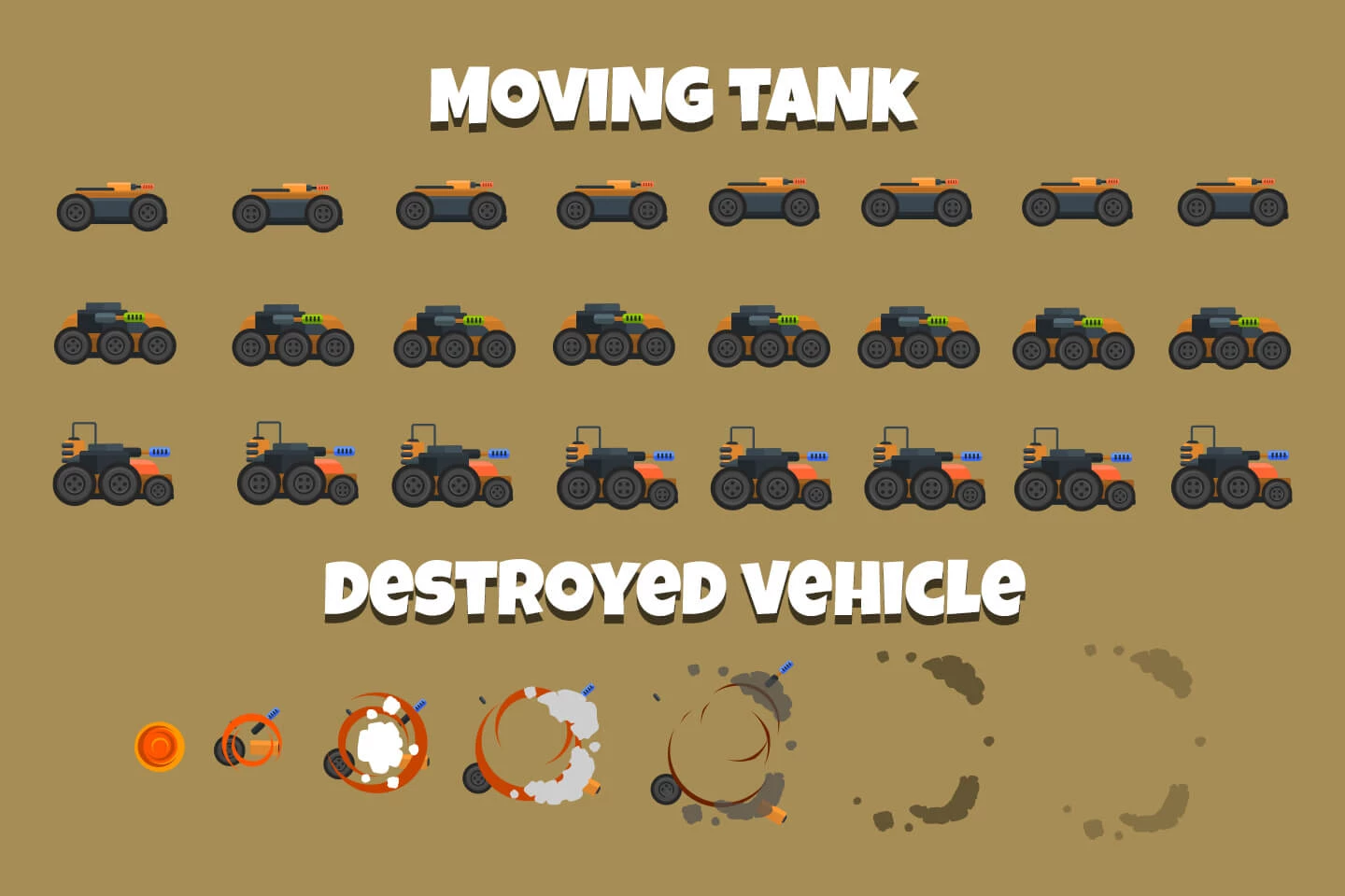 Combat Vehicle Sprites Flat Design