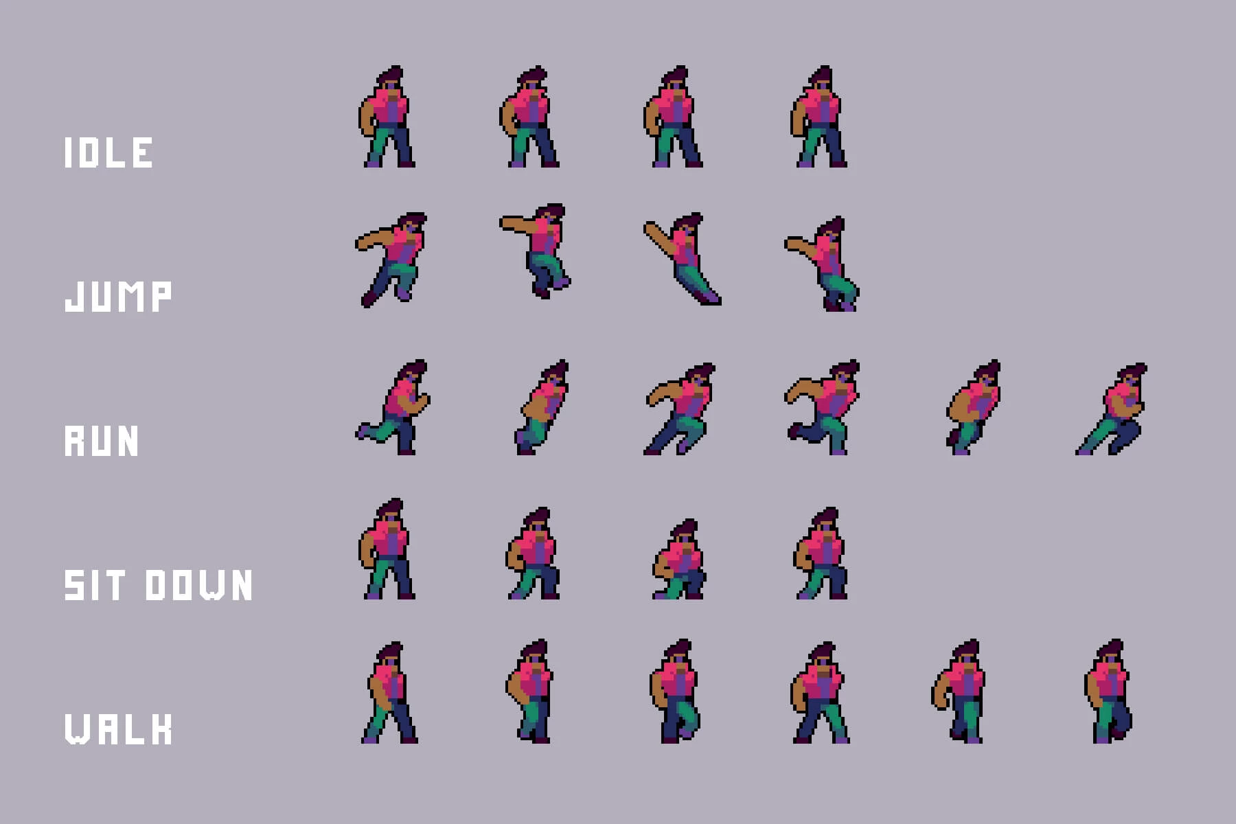 Guns for Cyberpunk Characters Pixel Art