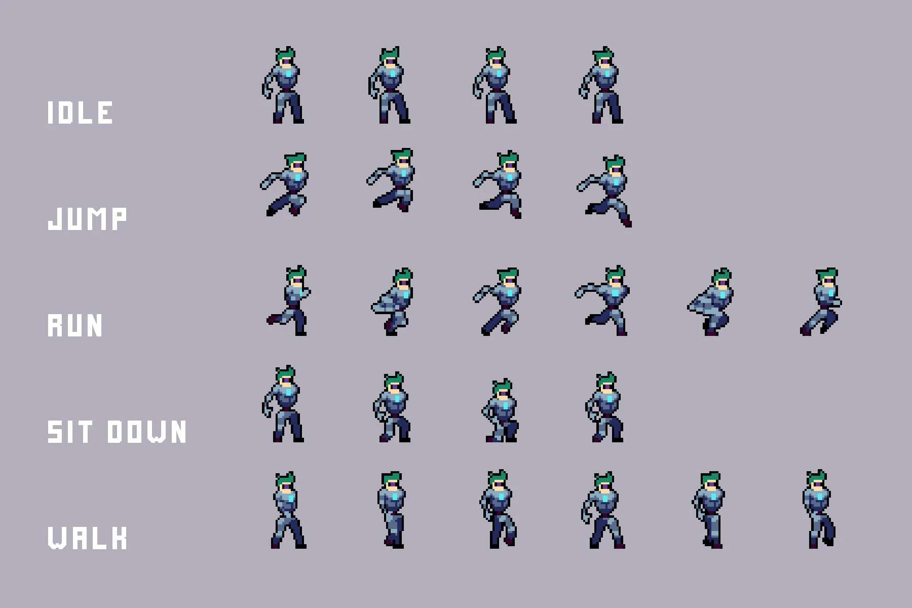 Guns for Cyberpunk Characters Pixel Art