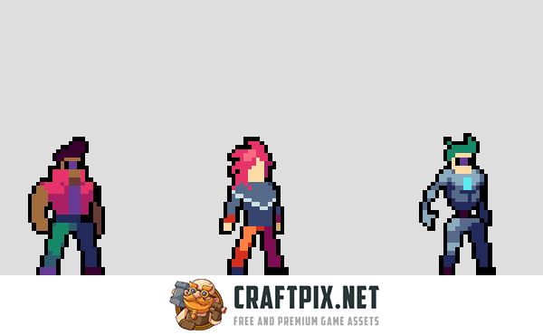 Guns for Cyberpunk Characters Pixel Art