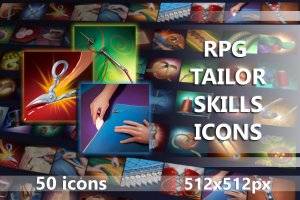 RPG裁缝技能游戏512×512图标素材