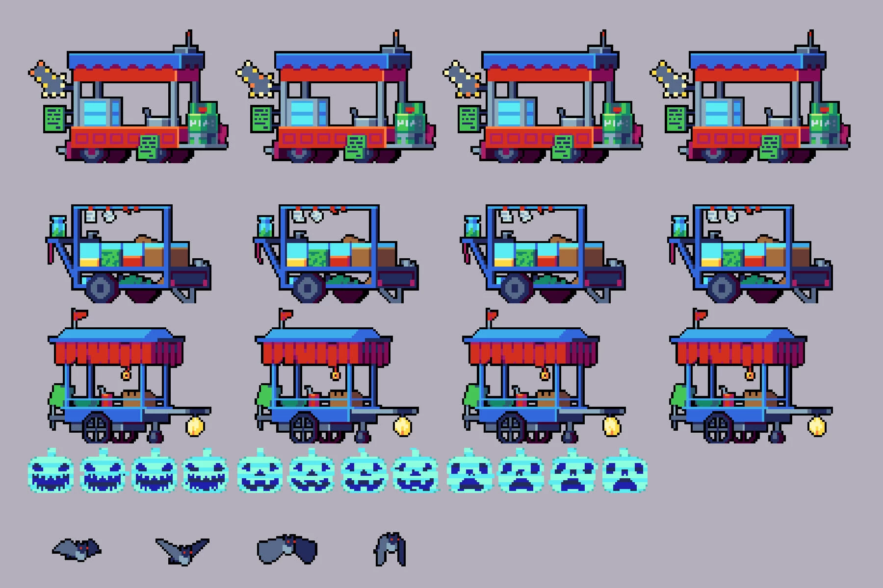 Halloween Decorations, Characters and Items Pixel Art