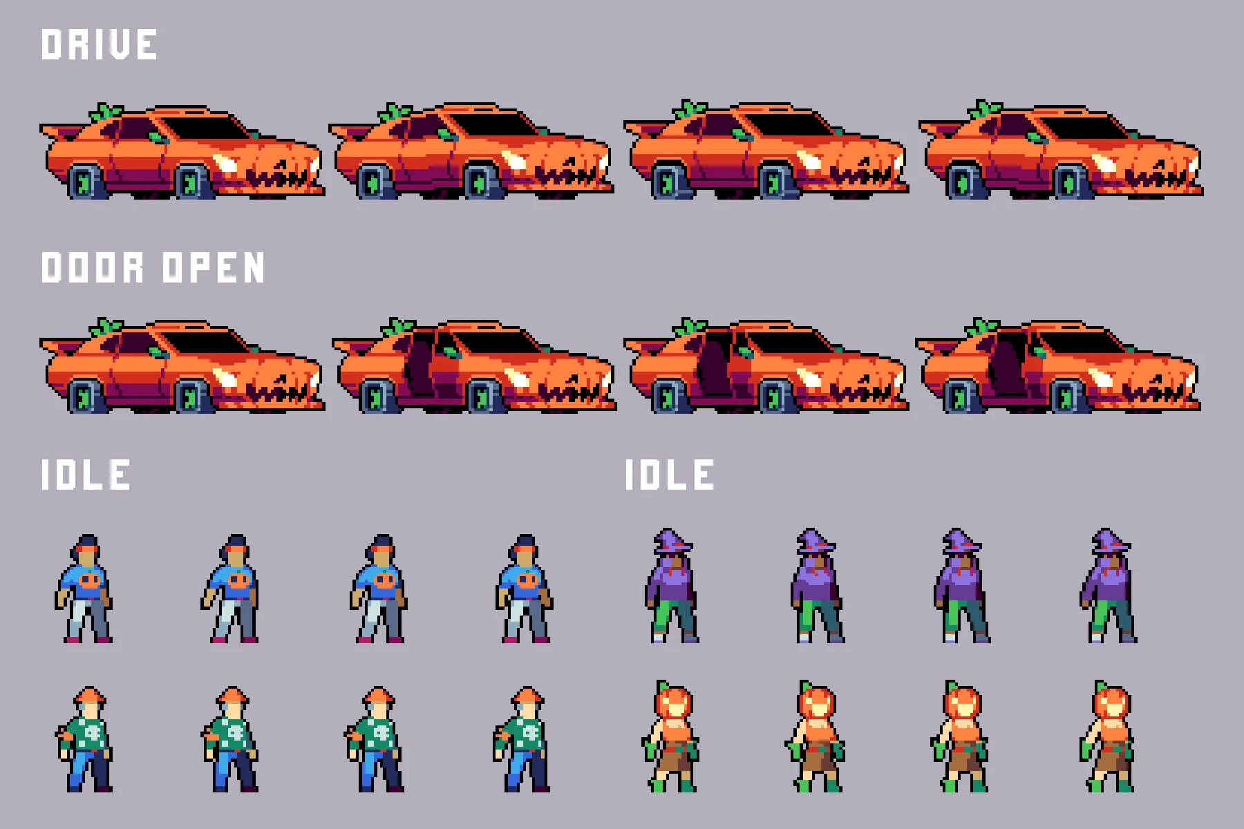 Halloween Decorations, Characters and Items Pixel Art