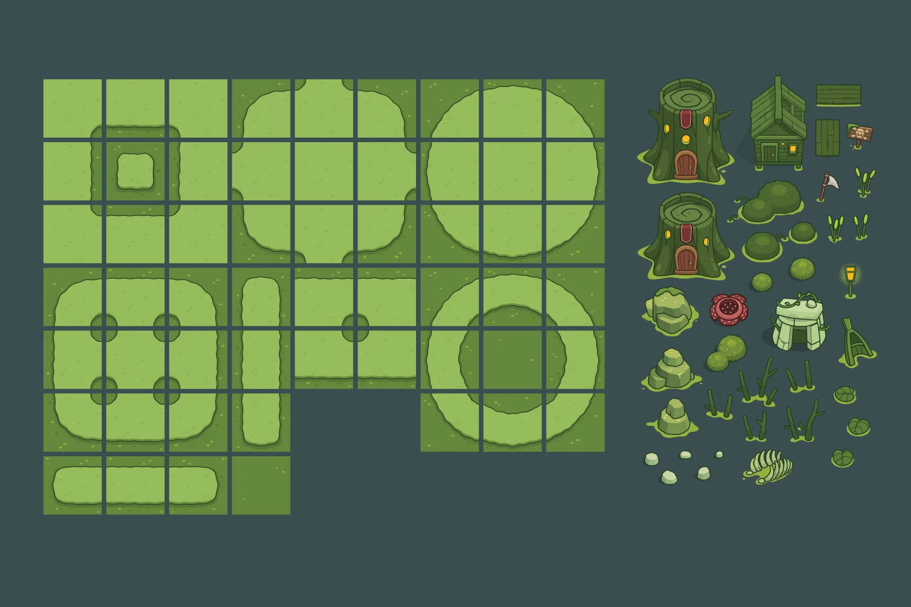 Poison Swamp Game Tileset and Environment Pack