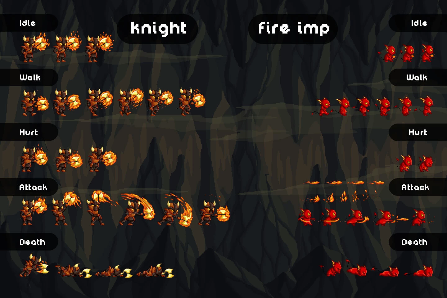 Fire Monster Game Sprites Pixel Art