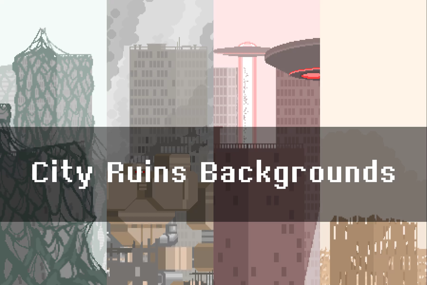 City Ruin Backgrounds Pixel Art