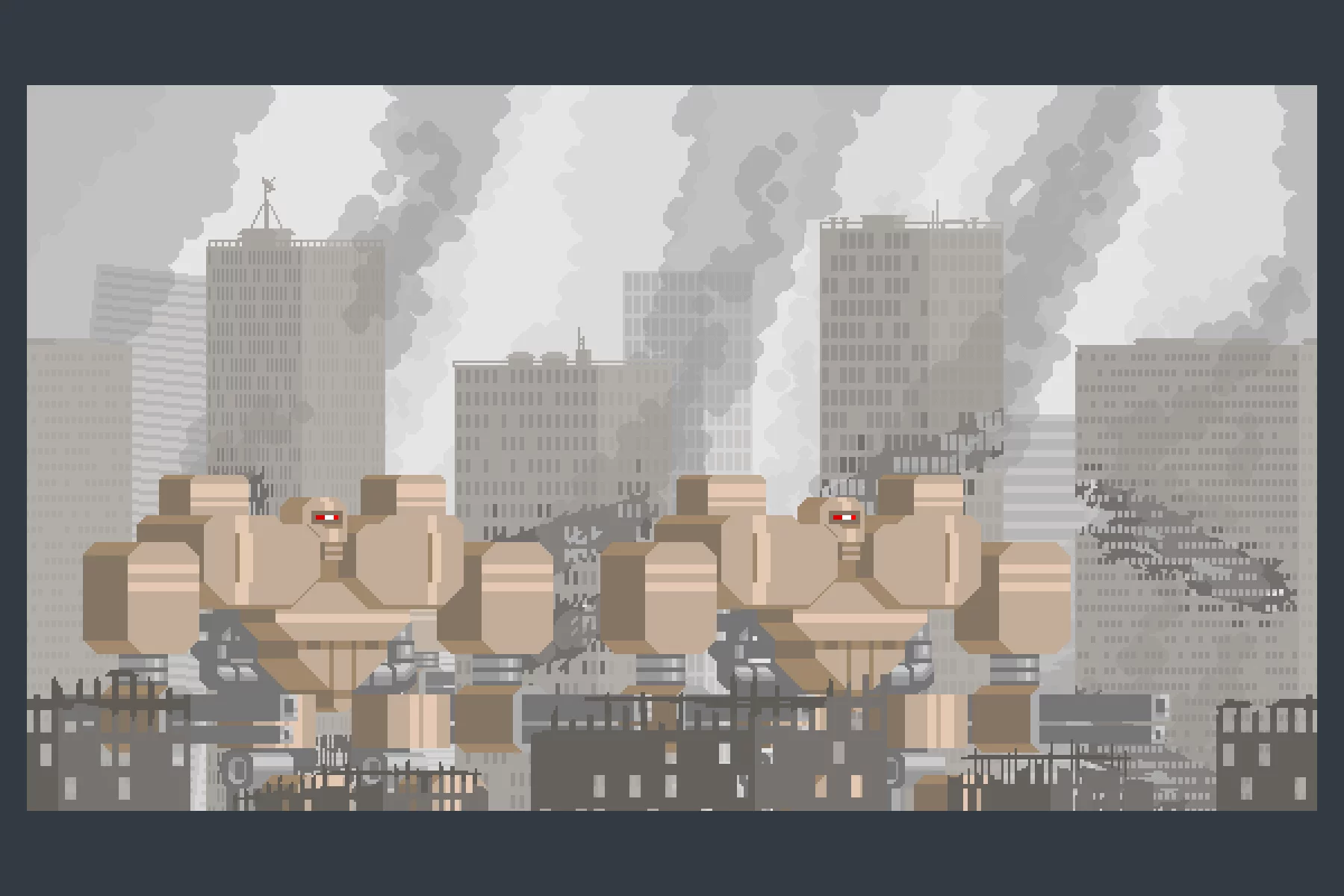 City Ruin Backgrounds Pixel Art