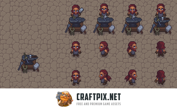 Pixel Blacksmith House Interior and Exterior Assets