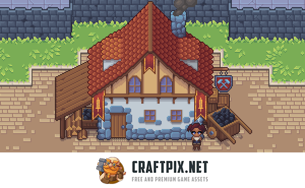Pixel Blacksmith House Interior and Exterior Assets