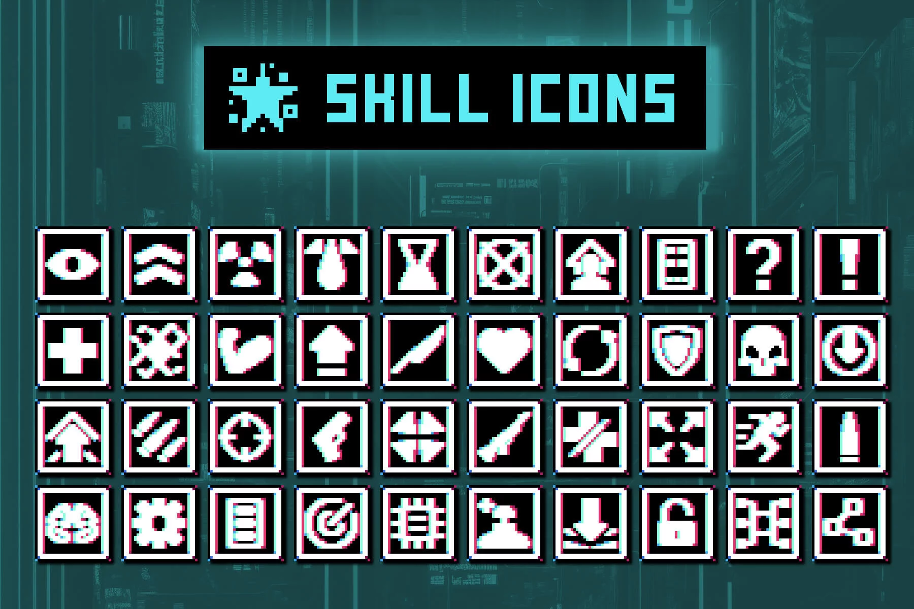 Skill 32×32 Icons for Cyberpunk Game