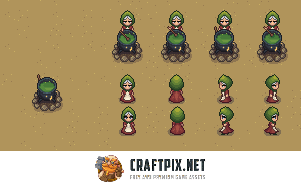 Pixel Art Herbalist’s Hut Top-Down Asset Pack
