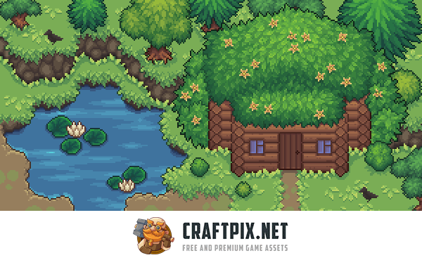 Pixel Art Herbalist’s Hut Top-Down Asset Pack