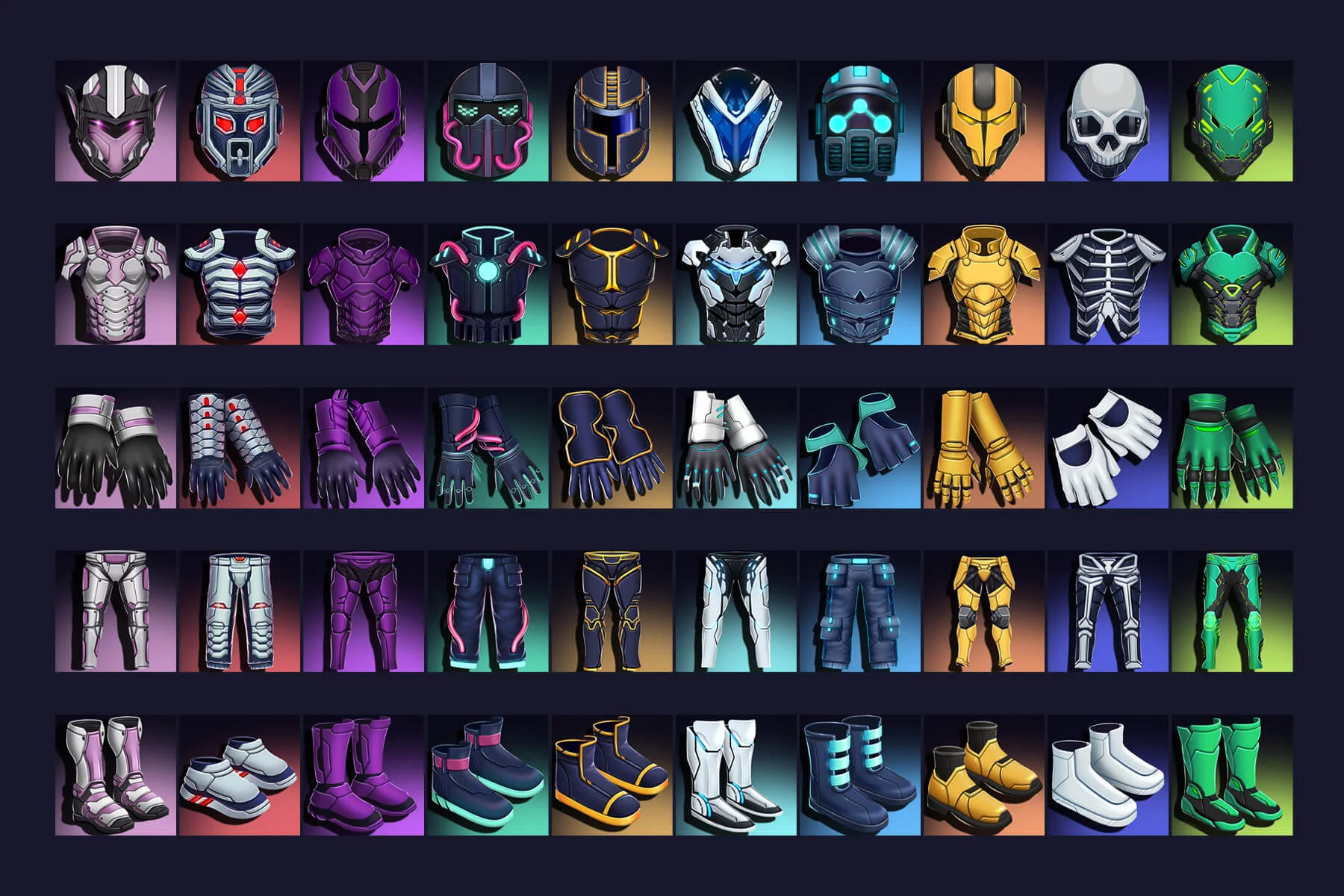 Cyberpunk Armor Icons Pack 3 for Sci-Fi Games