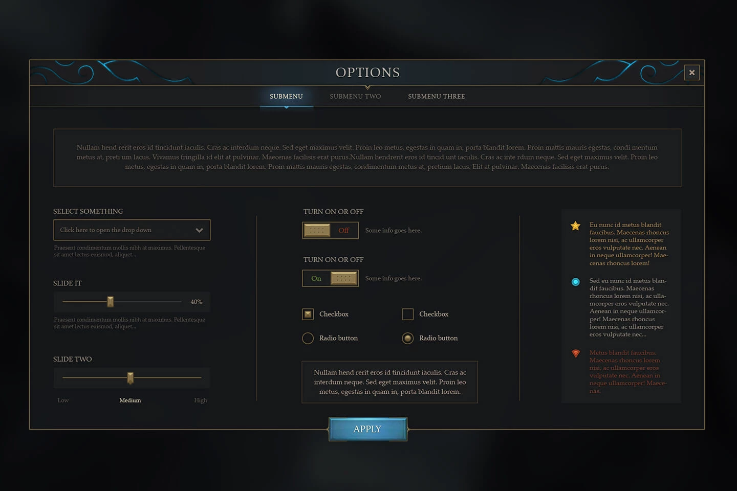 RPG & MMO Game User Interface