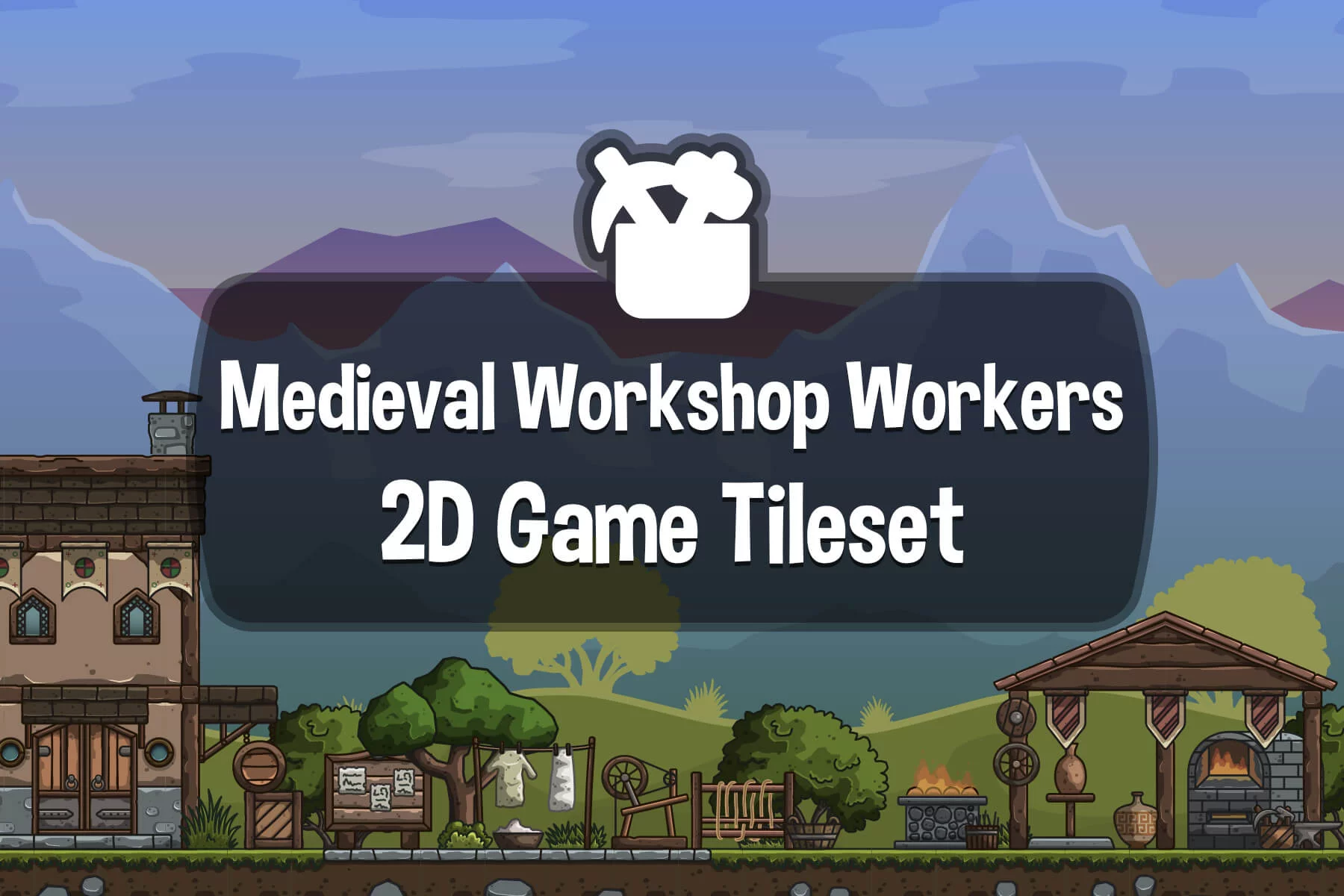 Medieval Workshop Workers 2D Tileset for Platformers