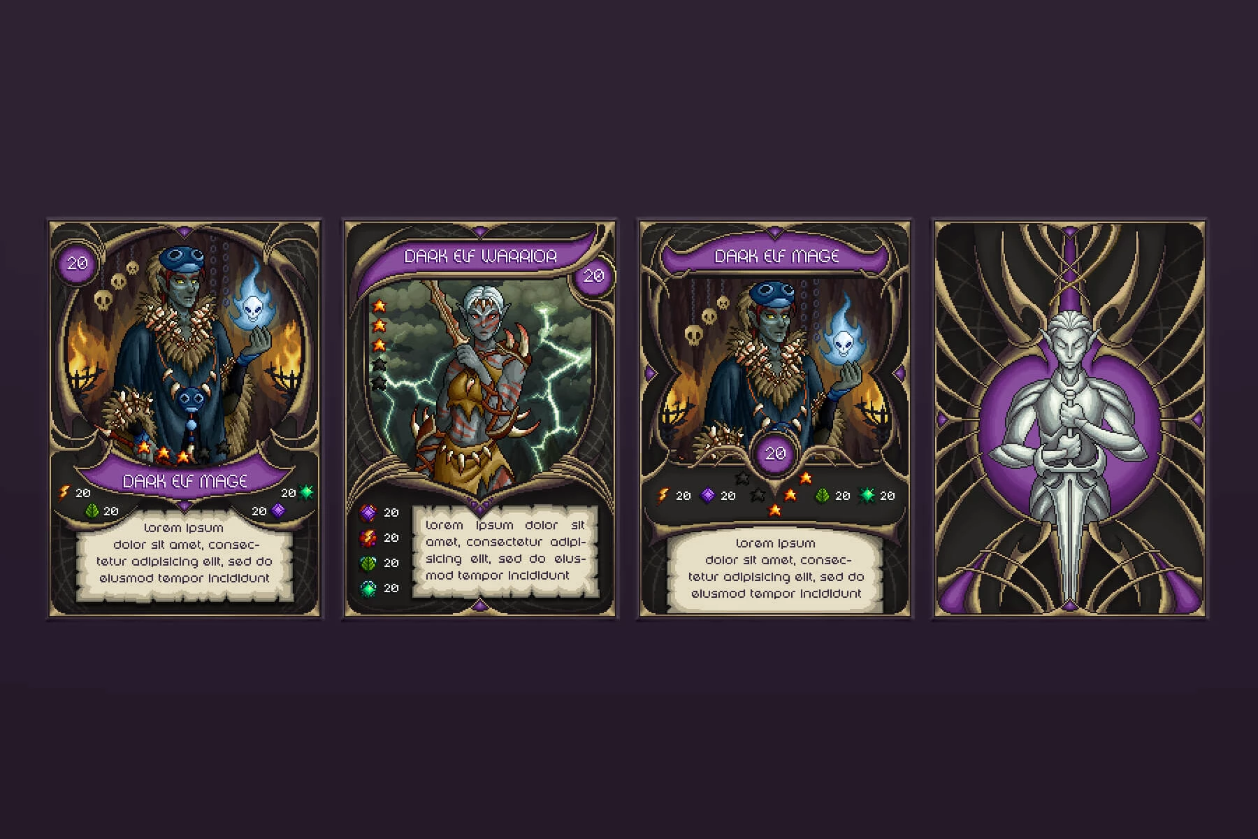 Fantasy TCG Cards Pixel Art